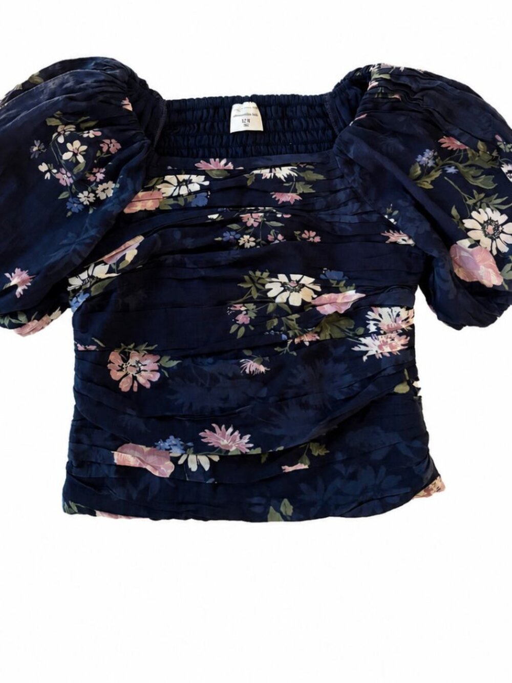 Abercrombie&Fitch Navy Floral Smocked Girl Top Size 9-10